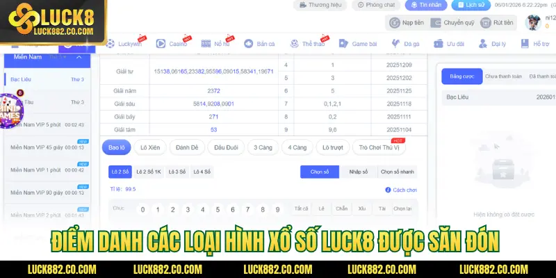 Điểm danh các loại hình xổ số Luck8 được săn đón