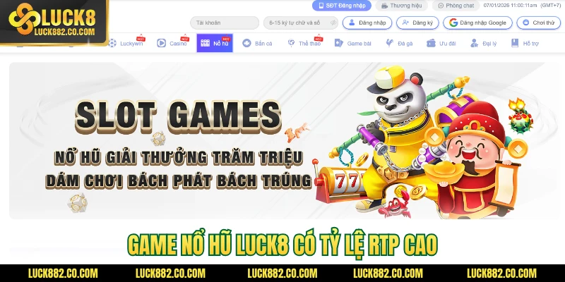 Game nổ hũ Luck8 có tỷ lệ RTP cao
