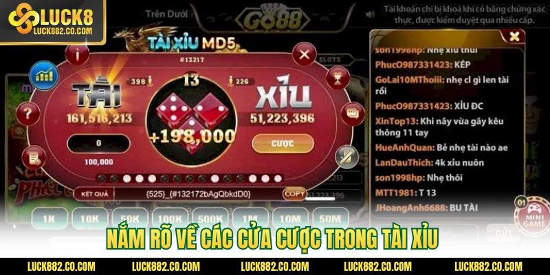 Nắm rõ về các cửa cược trong tài xỉu